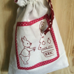 Redwork bunny gift bag